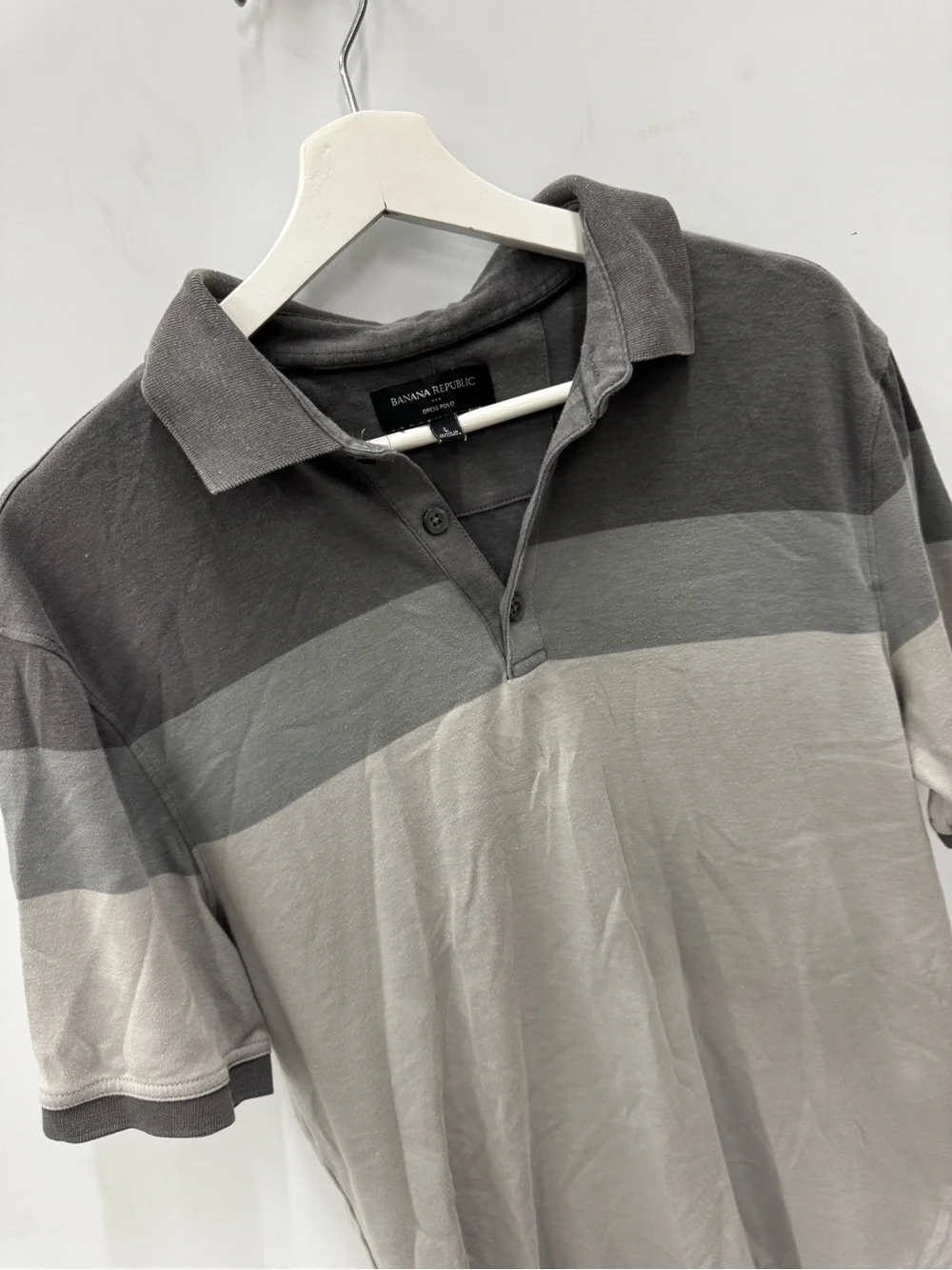 Banana Republic Men's Multi-Gray Block Stripe Polo Size Large